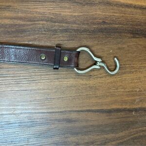 Tory Burch Dark Brown Leather Belt with Hook Clasp